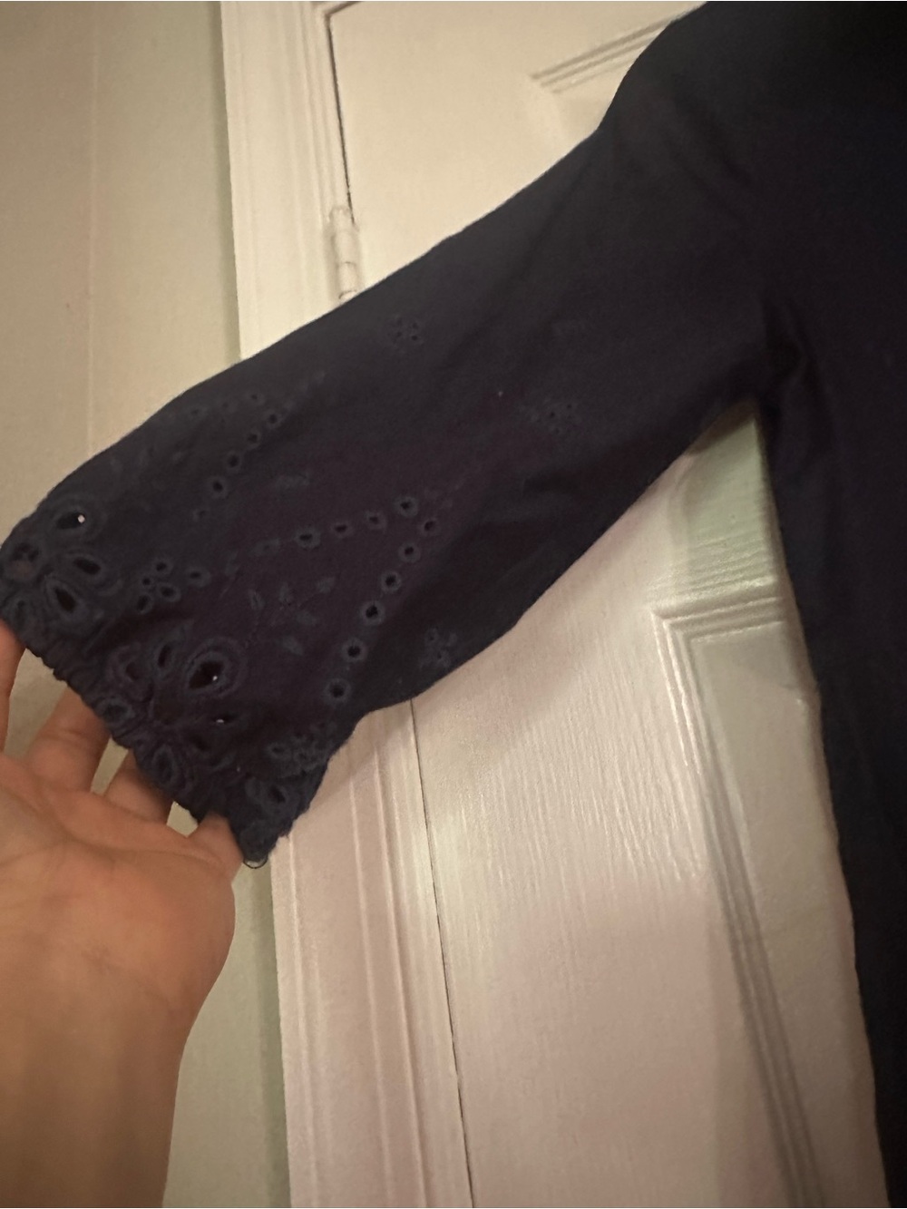 Cynthia Rowley Navy Eyelet Sleeve Jeans